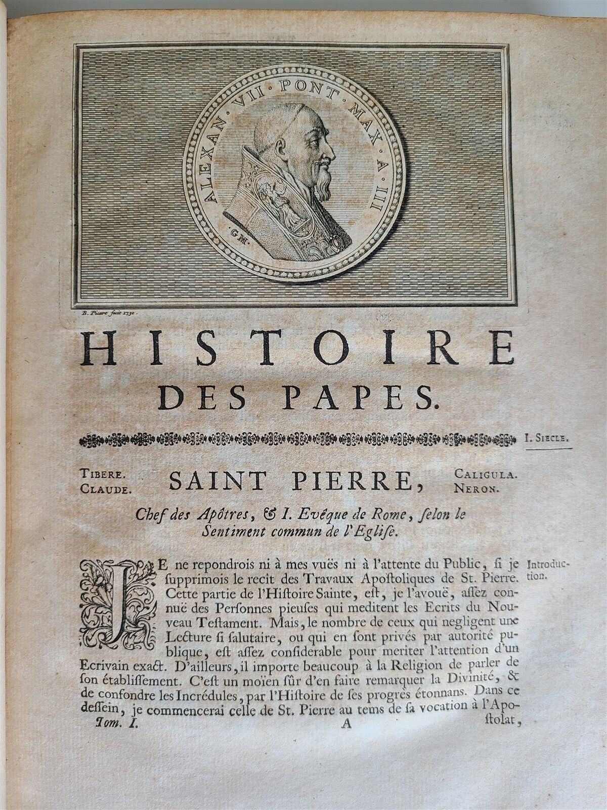 1732 -1734 HISTORY of POPES 5 VOLUMES antique in FRENCH prohibited by church