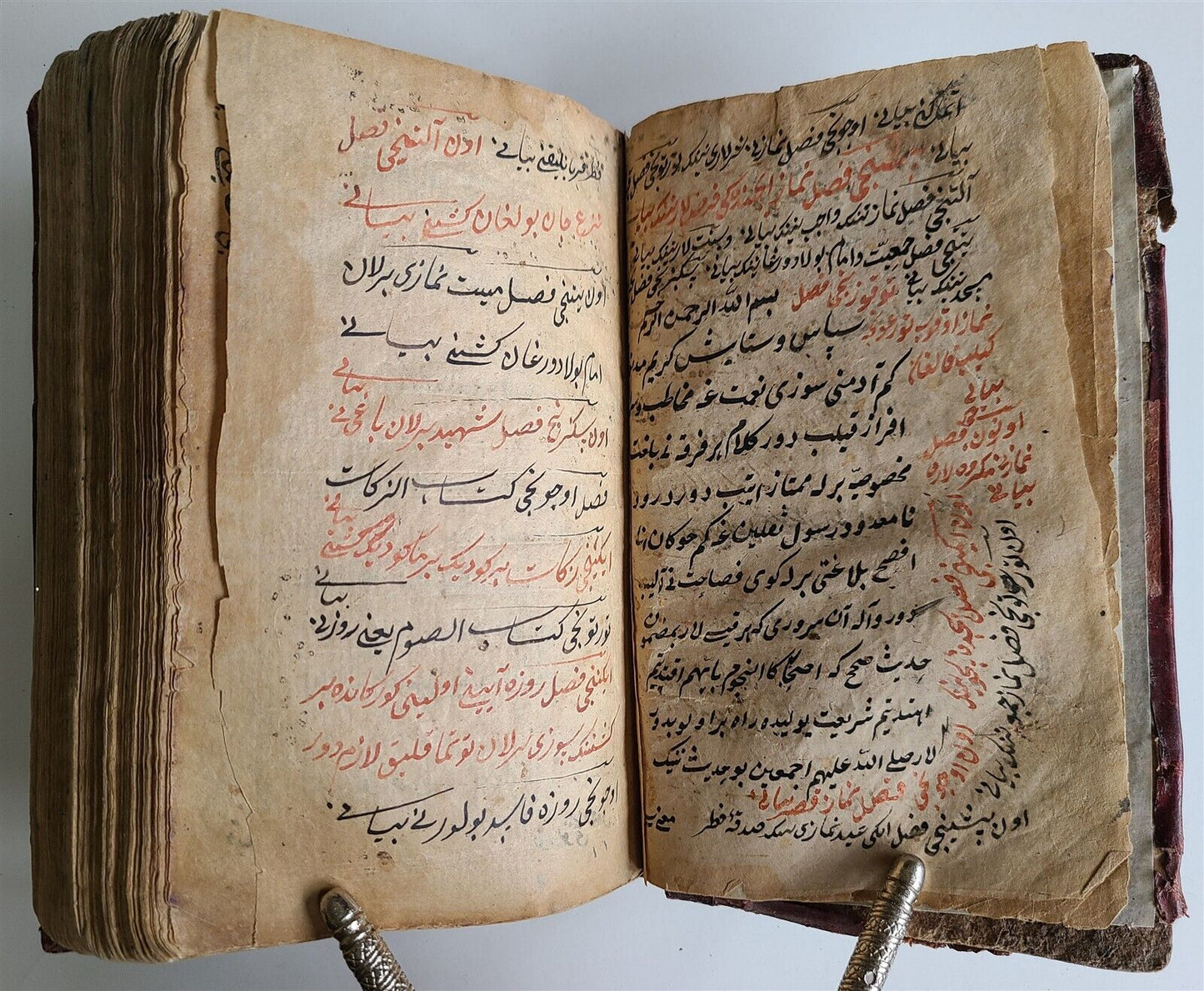 19th CENTURY CHAGATAI & FARSI LANGUAGE CANON LAW ISLAMIC MANUSCRIPT antique FIQH