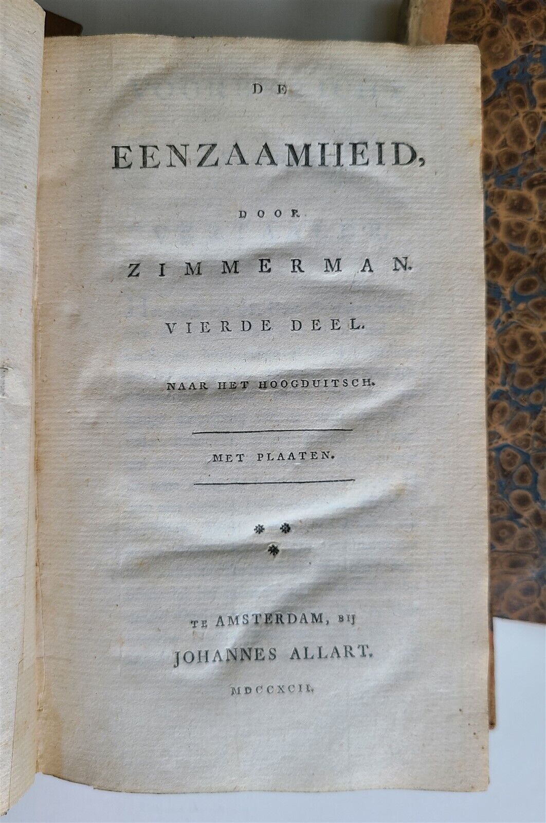 1789-92 PHILOSOPHY by J. ZIMMERMAN in DUTCH antique 4 VOLUMES illustrated