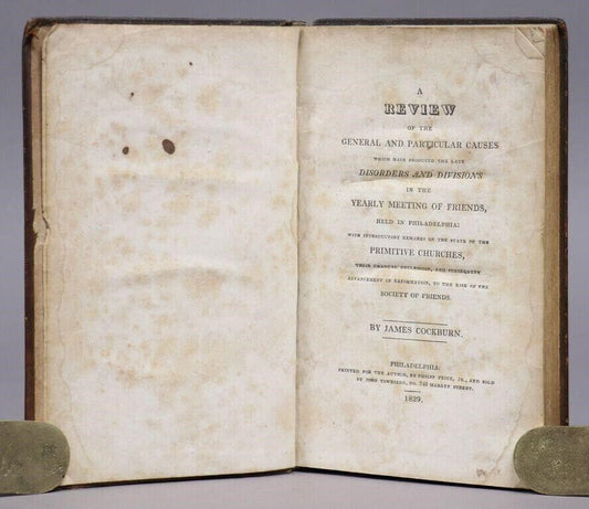 1829 QUAKERS General Causes in Yearly Meeting of Friends antique AMERICANA