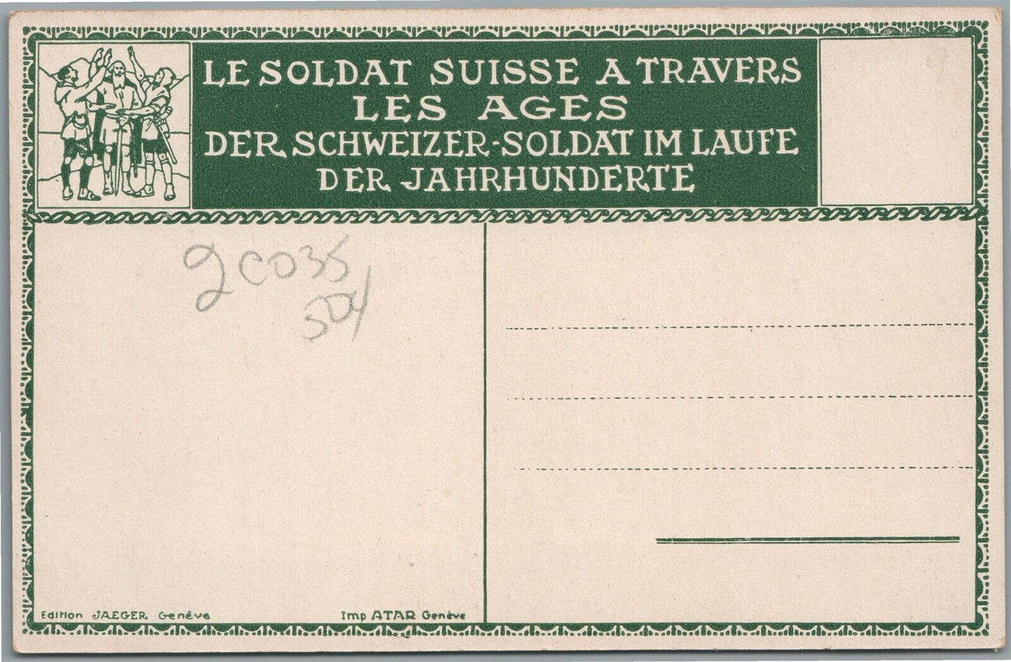 SWISS SOLDIER ANTIQUE POSTCARD artist signed