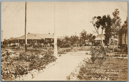 GUANTANAMO CUBA NAVAL STATION FLOWER GARDEN ANTIQUE REAL PHOTO POSTCARD RPPC