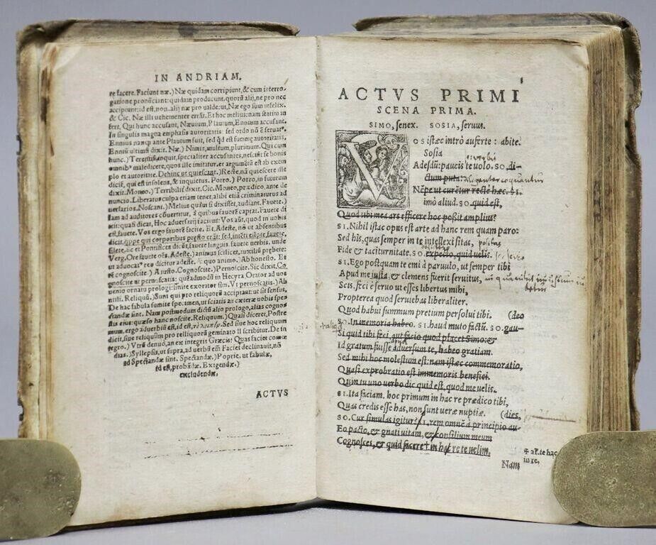 1567 TERENCE TERENTII COMOEDIAE SEX antique HAND TOOLED PIGSKIN