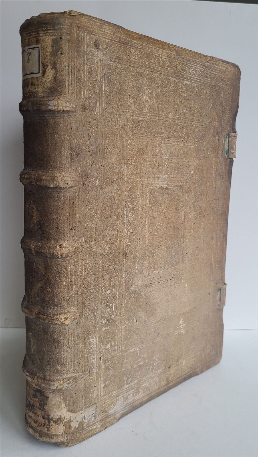 1593 Disputationum Roberti Bellarmini Politiani antique PIGSKIN FOLIO 16th CENT.