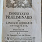 1763 HEBREW LANGUAGE TREATISE in LATIN antique by R.F.C. PLATNER JUDAICA