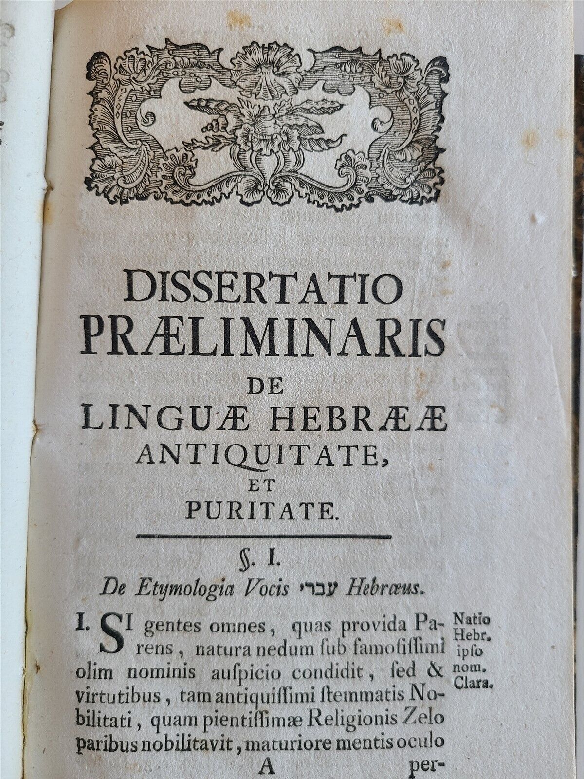 1763 HEBREW LANGUAGE TREATISE in LATIN antique by R.F.C. PLATNER JUDAICA