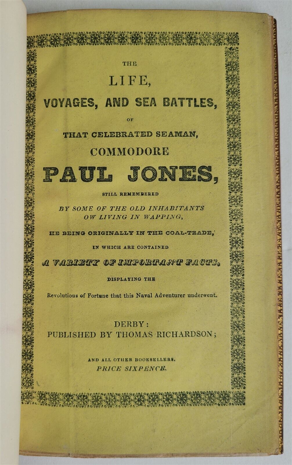 1830s LIFE VOYAGES SEA BATTLES of CELEBRATED SEAMAN COMMODORE PAUL JONES antique