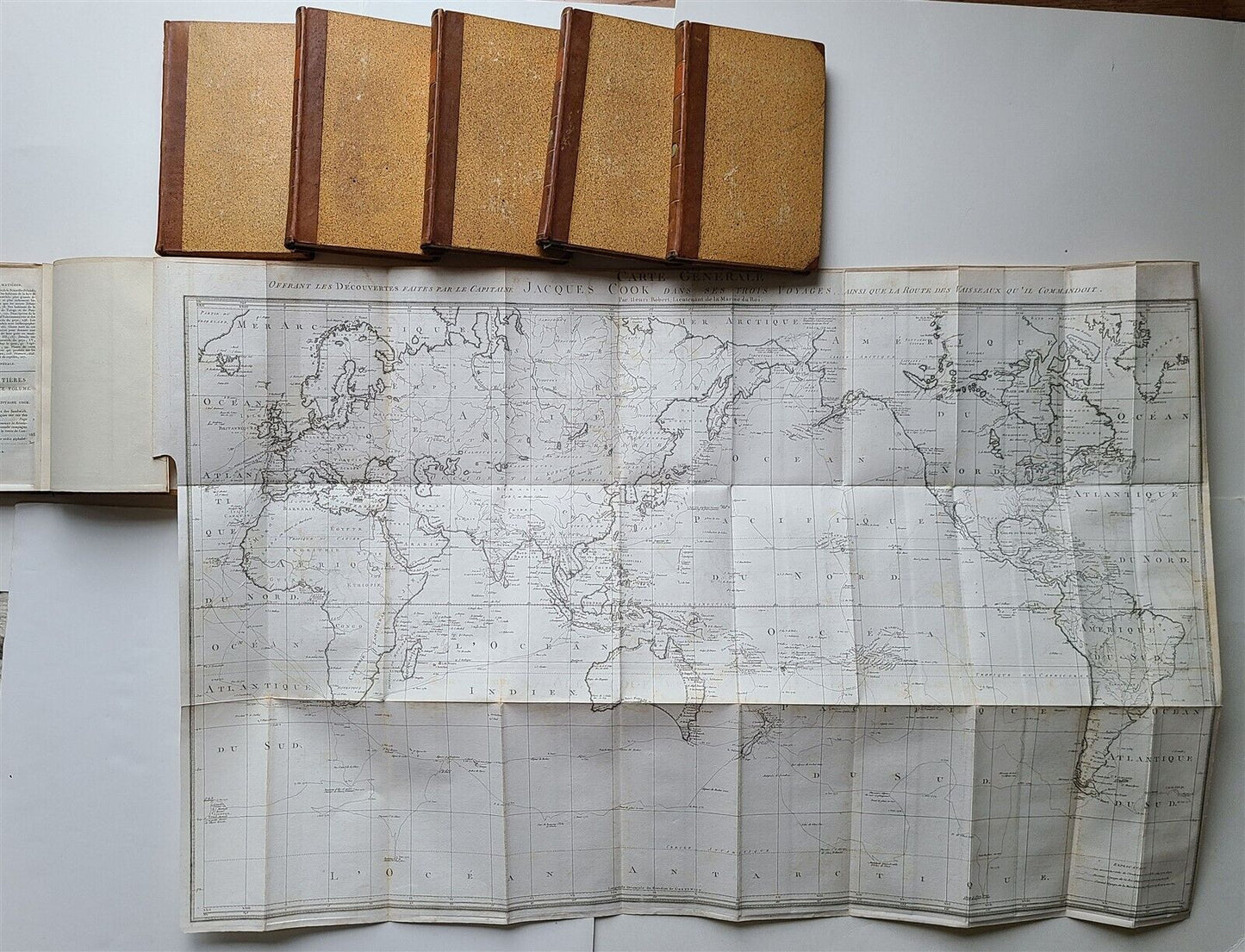 1817 3 VOYAGES of CAPTAIN COOK 6 vols ILLUSTRATED w/ WORLD MAP antique in FRENCH