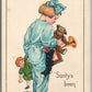 HAPPY CHRISTMAS SANTY'S BEEN ANTIQUE POSTCARD