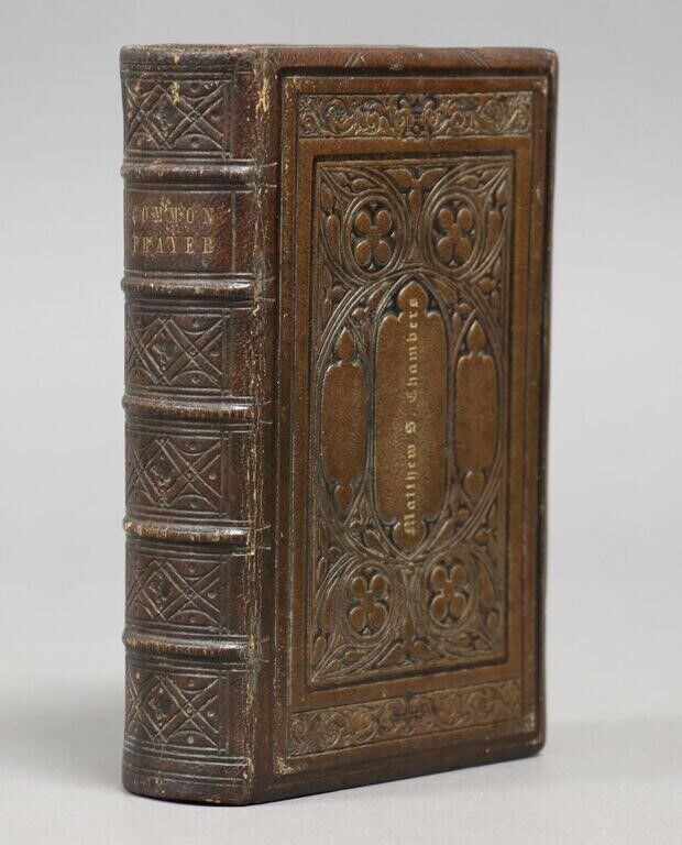 1853 BOOK OF COMMON PRAYER antique EMBOSSED DECORATIVE BINDING Americana