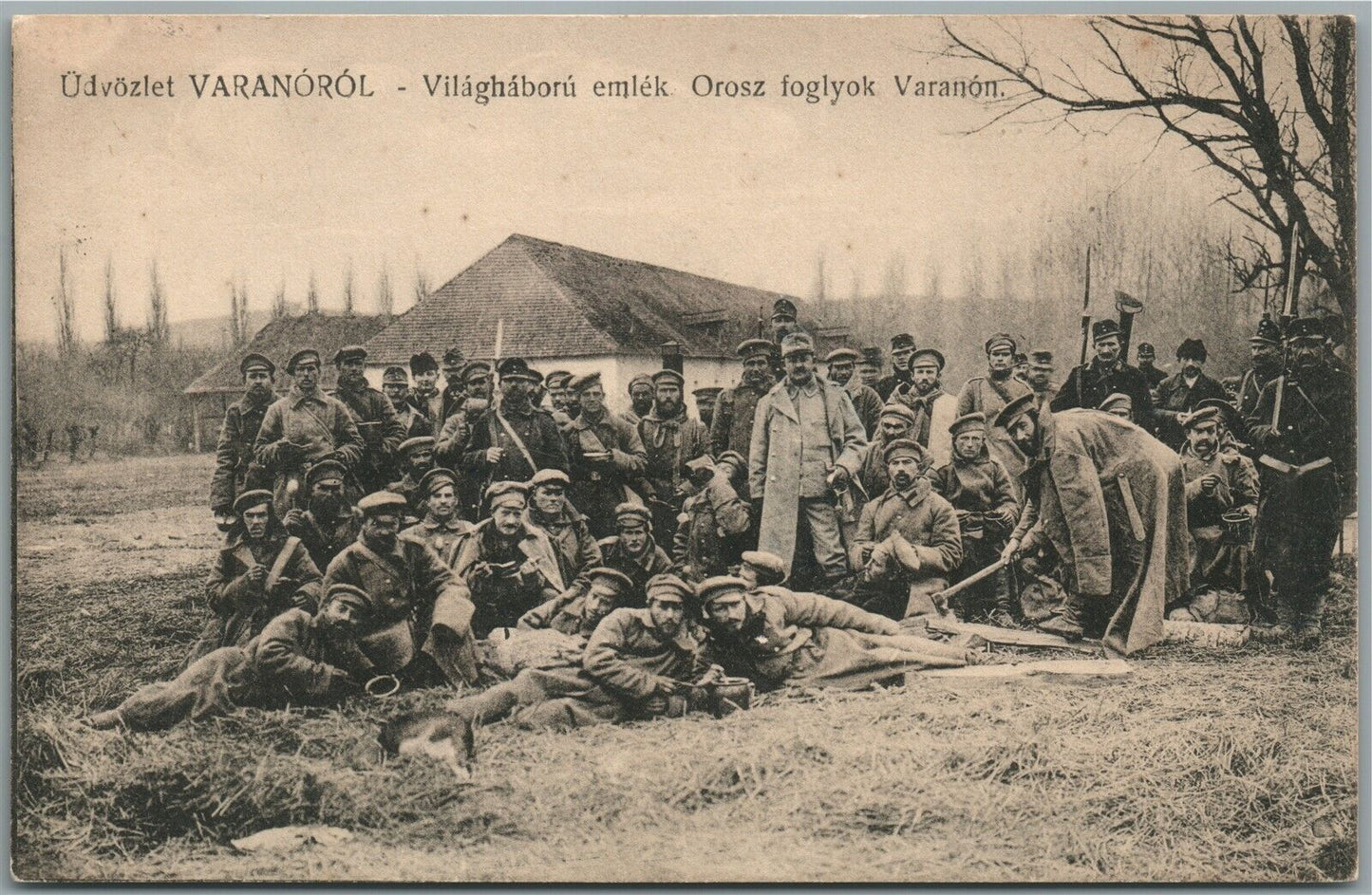 RUSSIAN PRISONERS HUNGARIAN WWI ANTIQUE POSTCARD