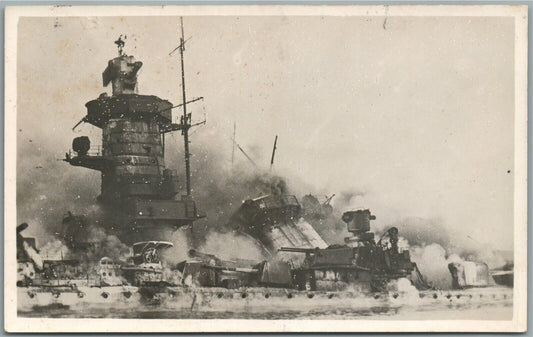 NAVAL BATTLE ANTIQUE REAL PHOTO POSTCARD RPPC