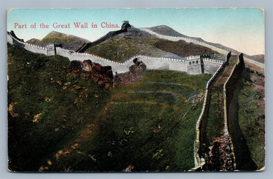 GREAT WALL IN CHINA ANTIQUE POSTCARD printed in SHANGHAI