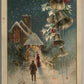 CHRISTMAS GREETINGS 1913 EMBOSSED ANTIQUE POSTCARD by JOHN WINSCH