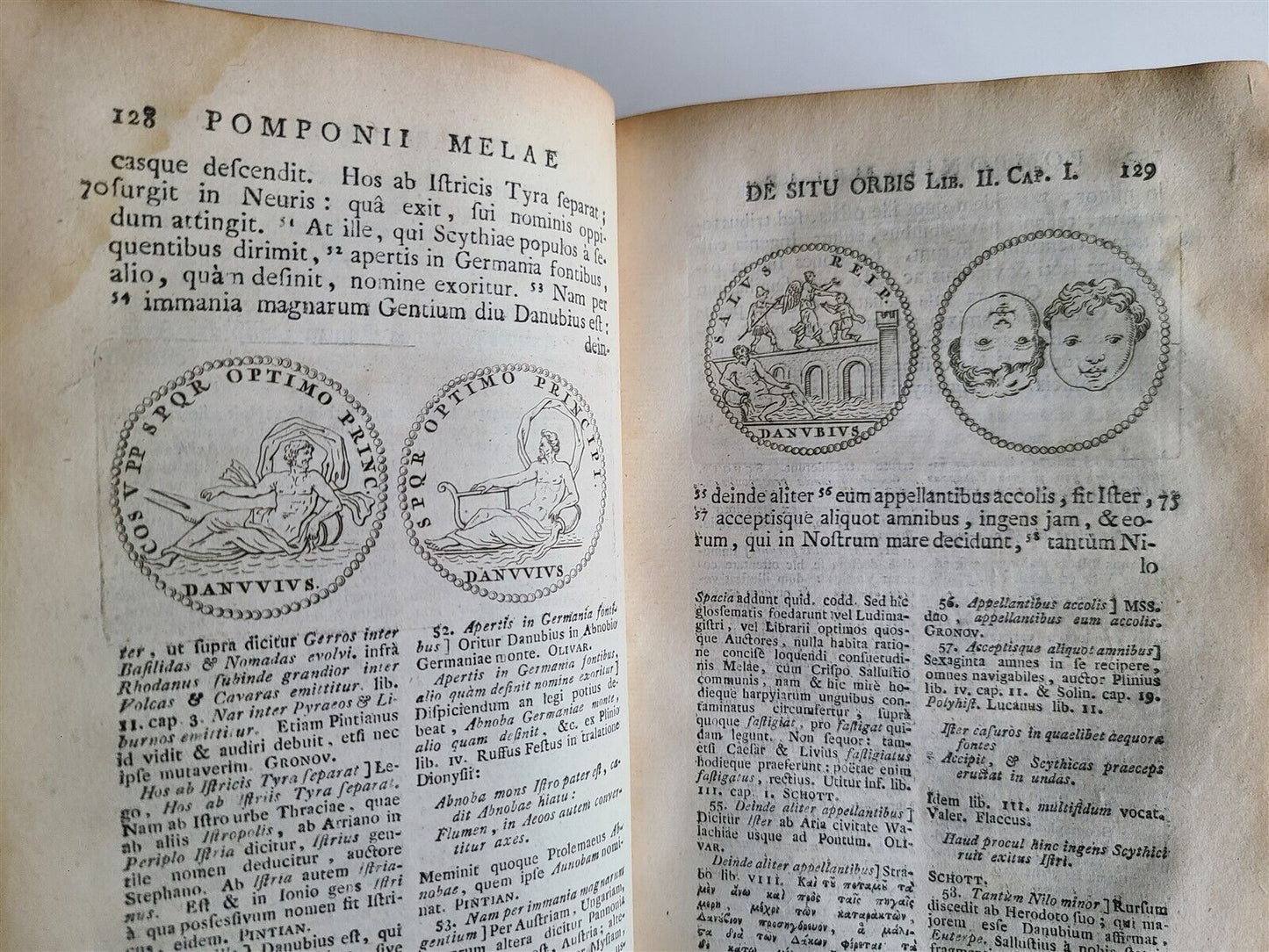 1782 POMPONII MELA De Situ Orbis ARMORIAL VELLUM BINDING antique GEOGRAPHY