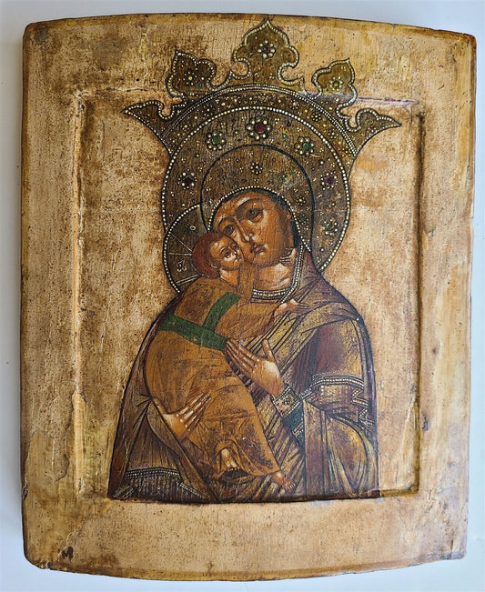 18th CENTURY RUSSIAN ICON of VOLOKOLAMSKAYA VIRGIN antique RARE