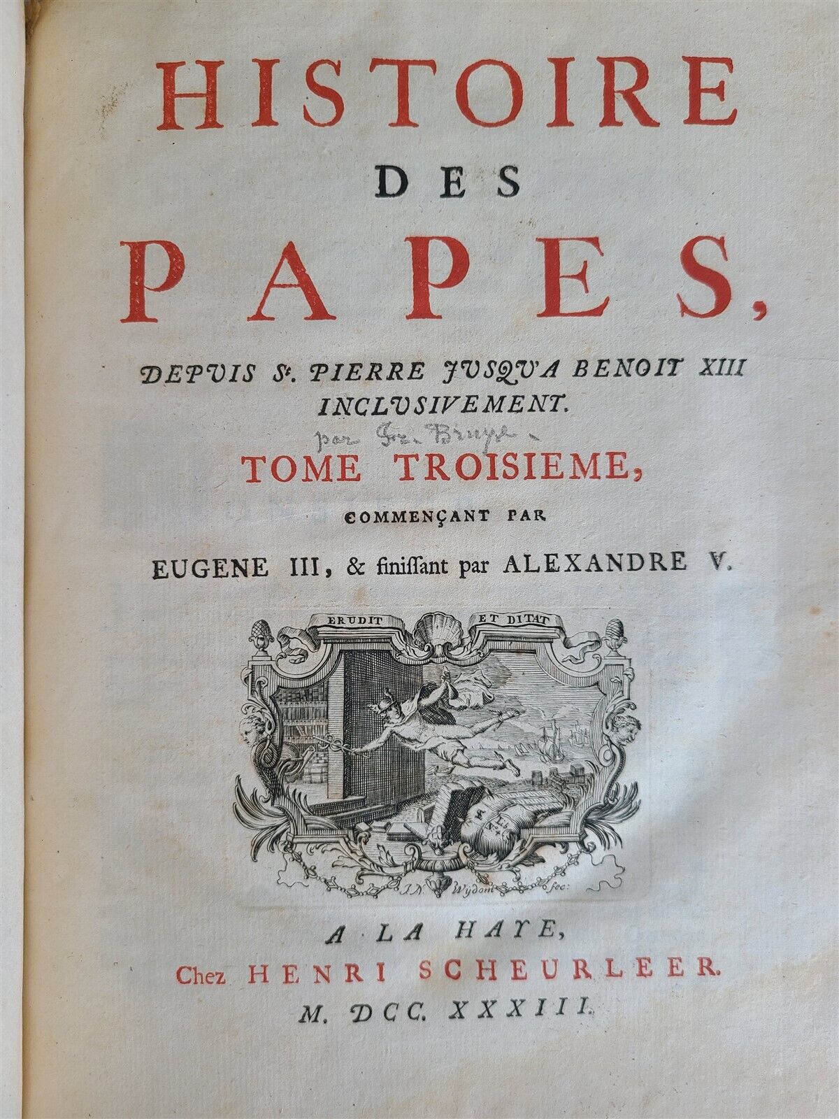 1732 -1734 HISTORY of POPES 5 VOLUMES antique in FRENCH prohibited by church