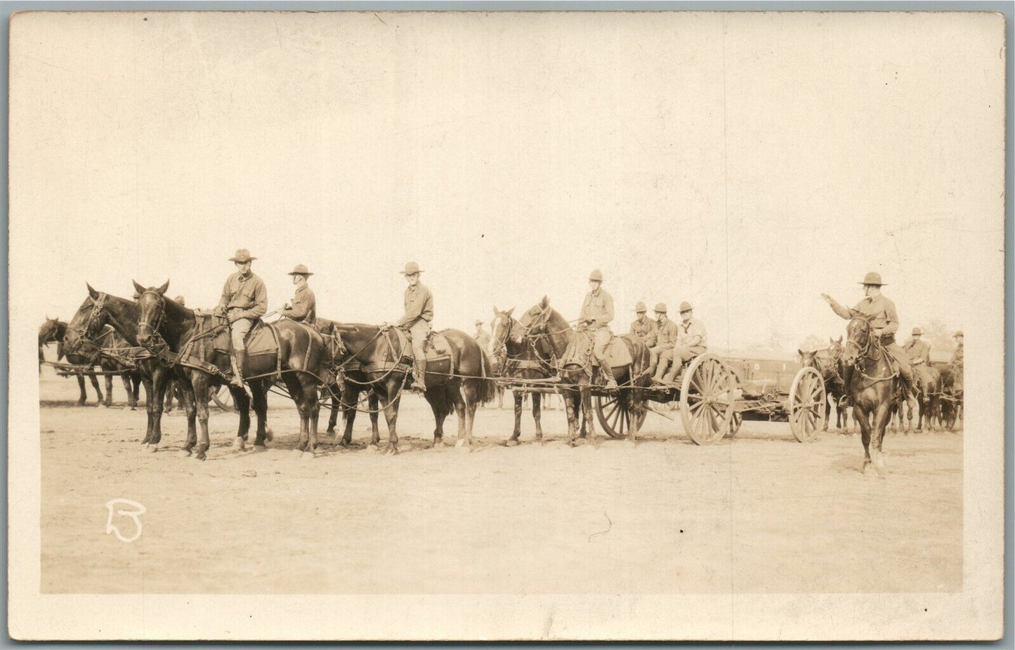 AMERICAN CAVALRY HORSEMEN WWI ANTIQUE REAL PHOTO POSTCARD RPPC