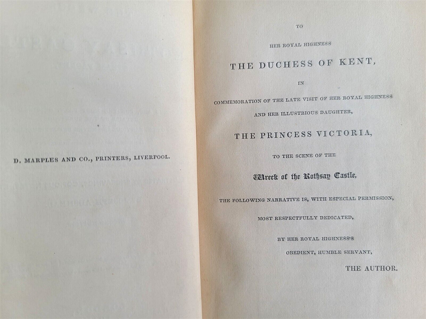 1834 NARRATIVE of WRECK of ROTHSAY CASTLE STEAM PACKET ADSHEAD antique SHIPWRECK