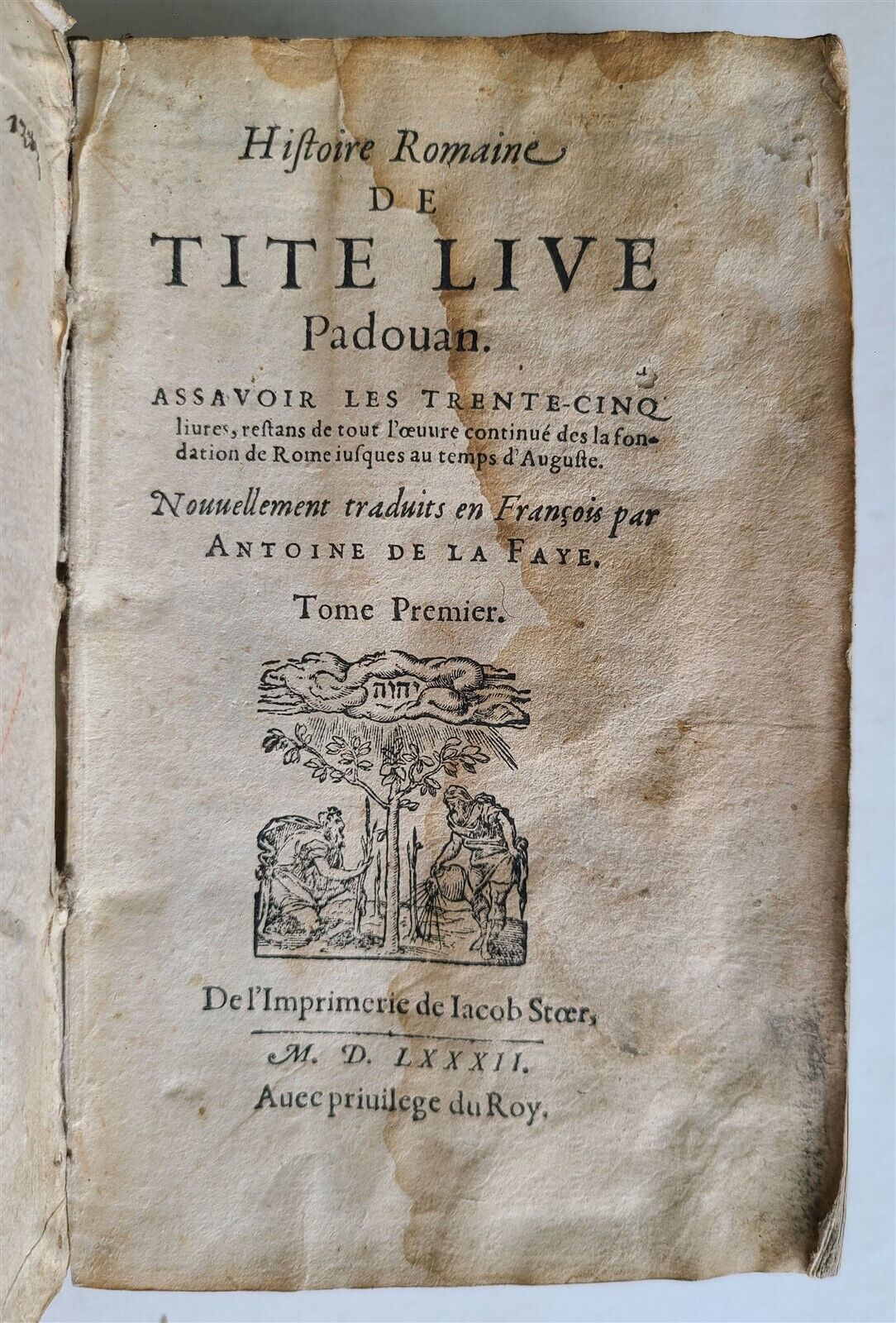 1582 ROMAN HISTORY by LIVY in FRENCH antique VELLUM BOUND 16th CENTURY