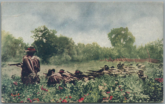 AMERICAN BATTLE SCENE MILITARY THEME ANTIQUE POSTCARD