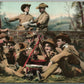 AMERICAN ARMY SOLDIERS AT REST ANTIQUE POSTCARD