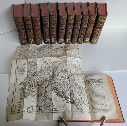 1749-1771 HISTORY OF ROMAN EMPERORS 12 VOLUMES antique ILLUSTRATED w/ MAPS