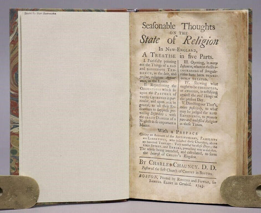 1743 SEASONABLE THOUGHTS ON STATE OF RELIGION IN NEW-ENGLAND antique AMERICANA