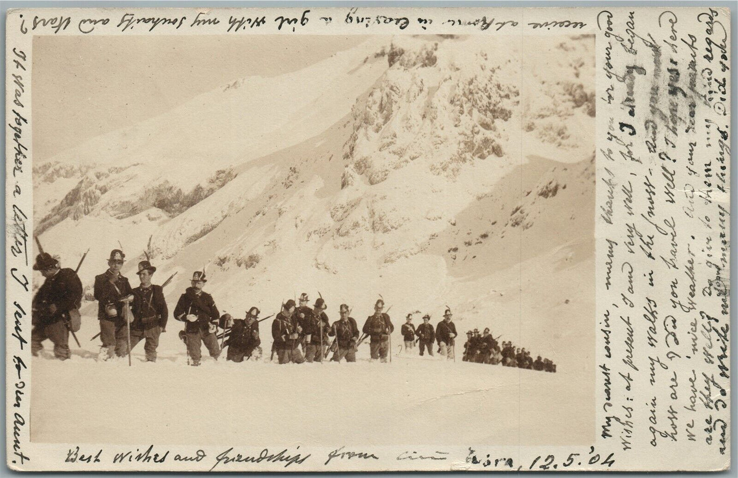 ITALIAN ARMY MOUNTAIN CORPS ANTIQUE REAL PHOTO POSTCARD RPPC