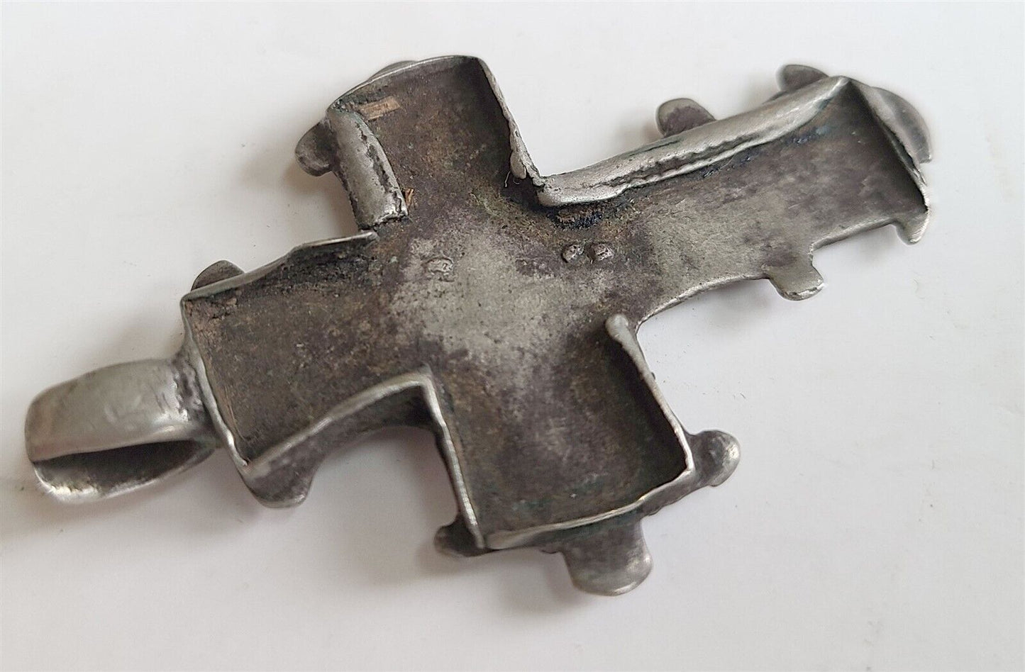 18th CENTURY UNUSUAL RUSSIAN SILVER NECK ICON CROSS ANTIQUE PENDANT