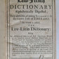 1701 ENGLISH LAW FRENCH & LATIN DICTIONARY antique