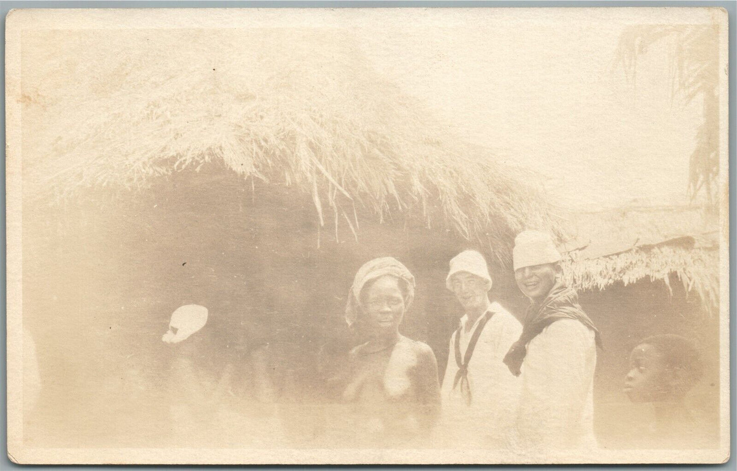 NATIVE WOMEN in LIBERIA AFRICA ANTIQUE REAL PHOTO POSTCARD RPPC