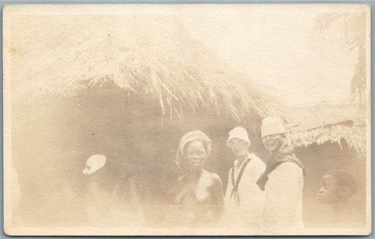NATIVE WOMEN in LIBERIA AFRICA ANTIQUE REAL PHOTO POSTCARD RPPC