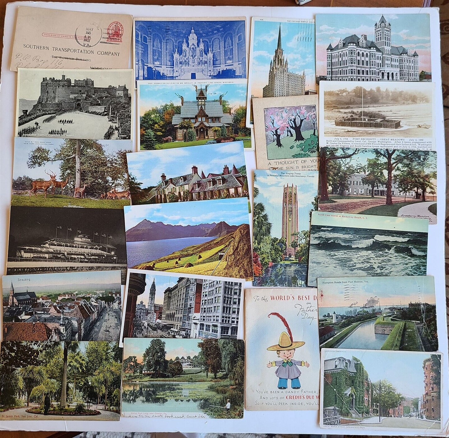 Lot of 510 ANTIQUE & VINTAGE POSTCARDS RPPC TOWN VIEWS GREETINGS mix