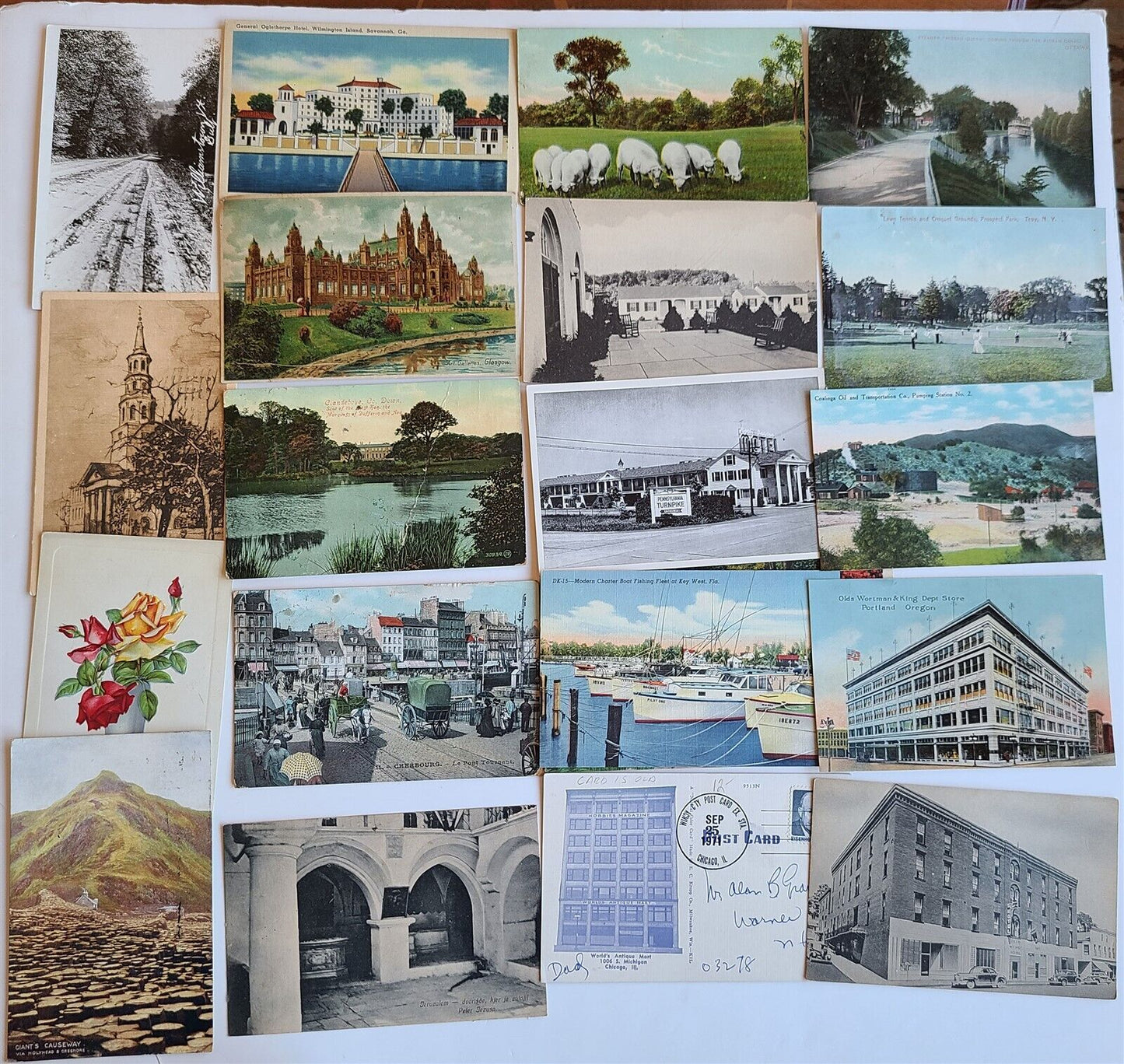 Lot of 510 ANTIQUE & VINTAGE POSTCARDS RPPC TOWN VIEWS GREETINGS mix