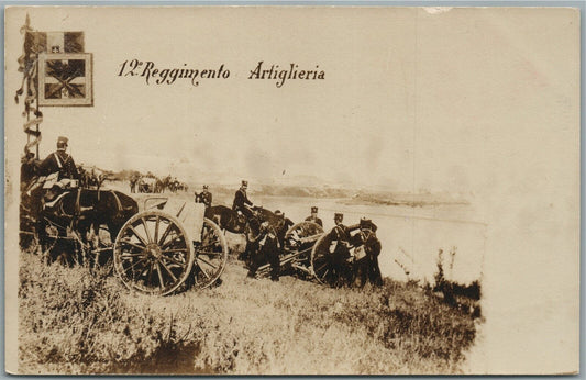 ITALIAN ARTILLERY 12 REGGIMENTO ARTIGLIERIA ANTIQUE REAL PHOTO POSTCARD RPPC