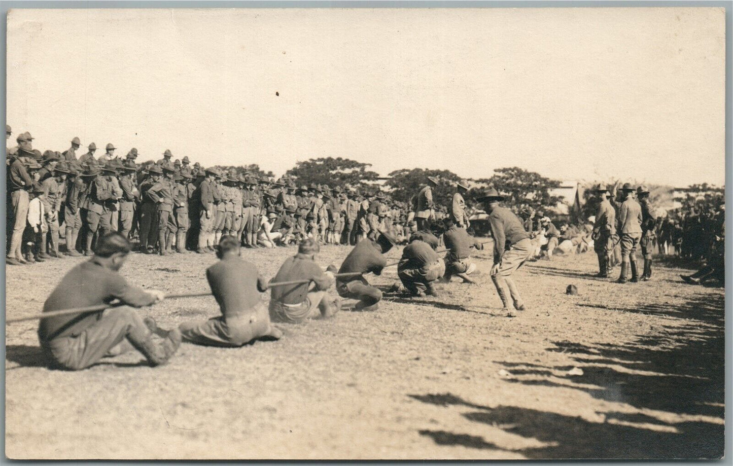 WWI ERA AMERICAN ARMY PHYSICAL TRAINING ANTIQUE REAL PHOTO POSTCARD RPPC