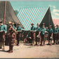 AMERICAN ARMY AT CAMP MILITARY THEME ANTIQUE POSTCARD