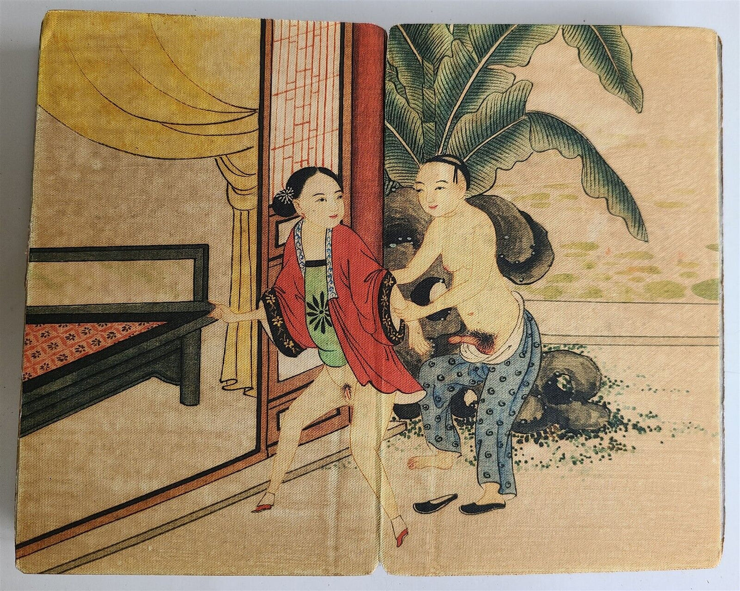 late 19th - early 20th century CHINESE EROTIC SHUNGA PILLOW BOOK antique