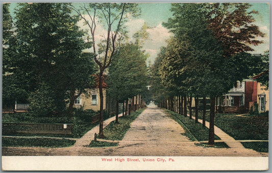UNION CITY PA WEST HIGH STREET ANTIQUE POSTCARD