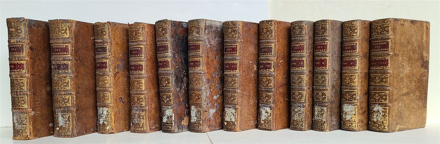 1749-1771 HISTORY OF ROMAN EMPERORS 12 VOLUMES antique ILLUSTRATED w/ MAPS