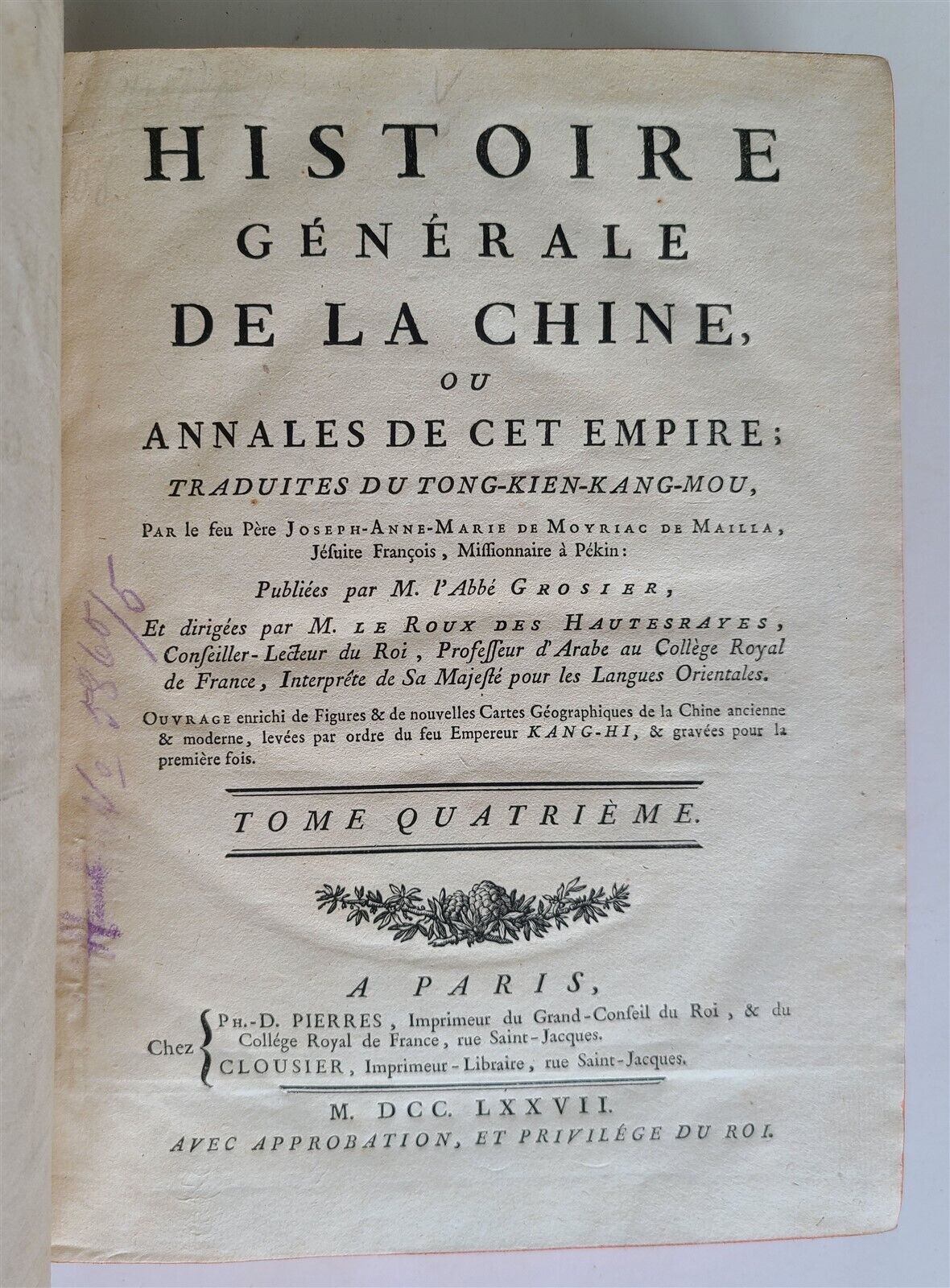 1777 GENERAL HISTORY of CHINA by Moyriac de Mailla 3 VOLUMES antique in FRENCH