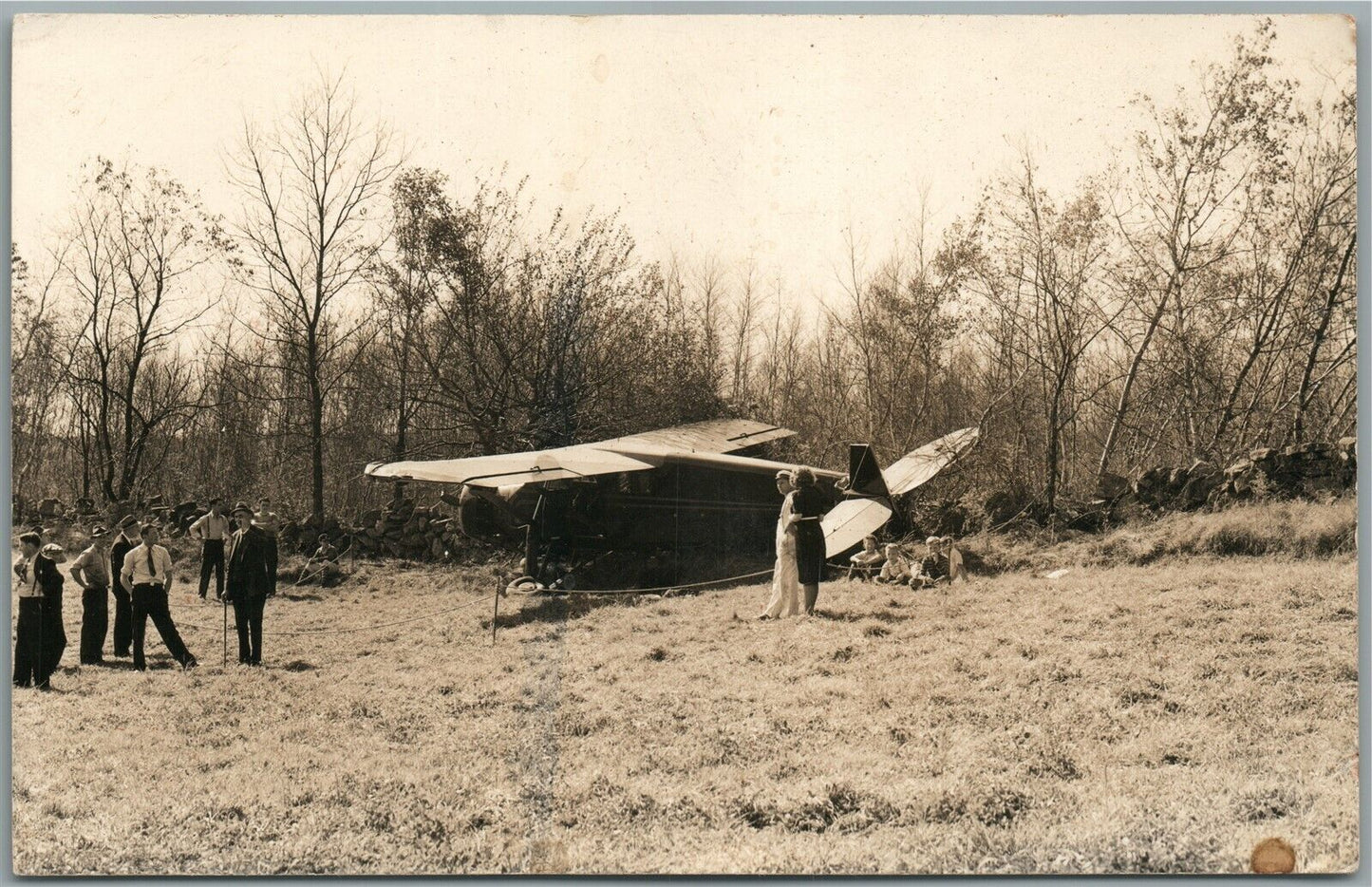 AIRPLANE WRECK ANTIQUE REAL PHOTO POSTCARD RPPC