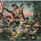MILITARY BATTLE PATRIOTIC ANTIQUE POSTCARD w/ AMERICAN FLAG