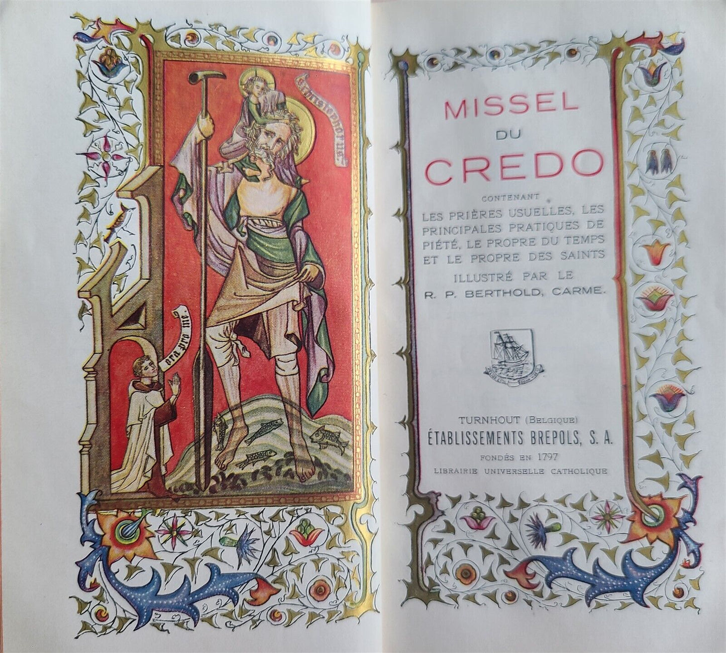 1934 MISSAL in FRENCH antique BEAUTIFULLY ILLUSTRATED MISSEL du CREDO
