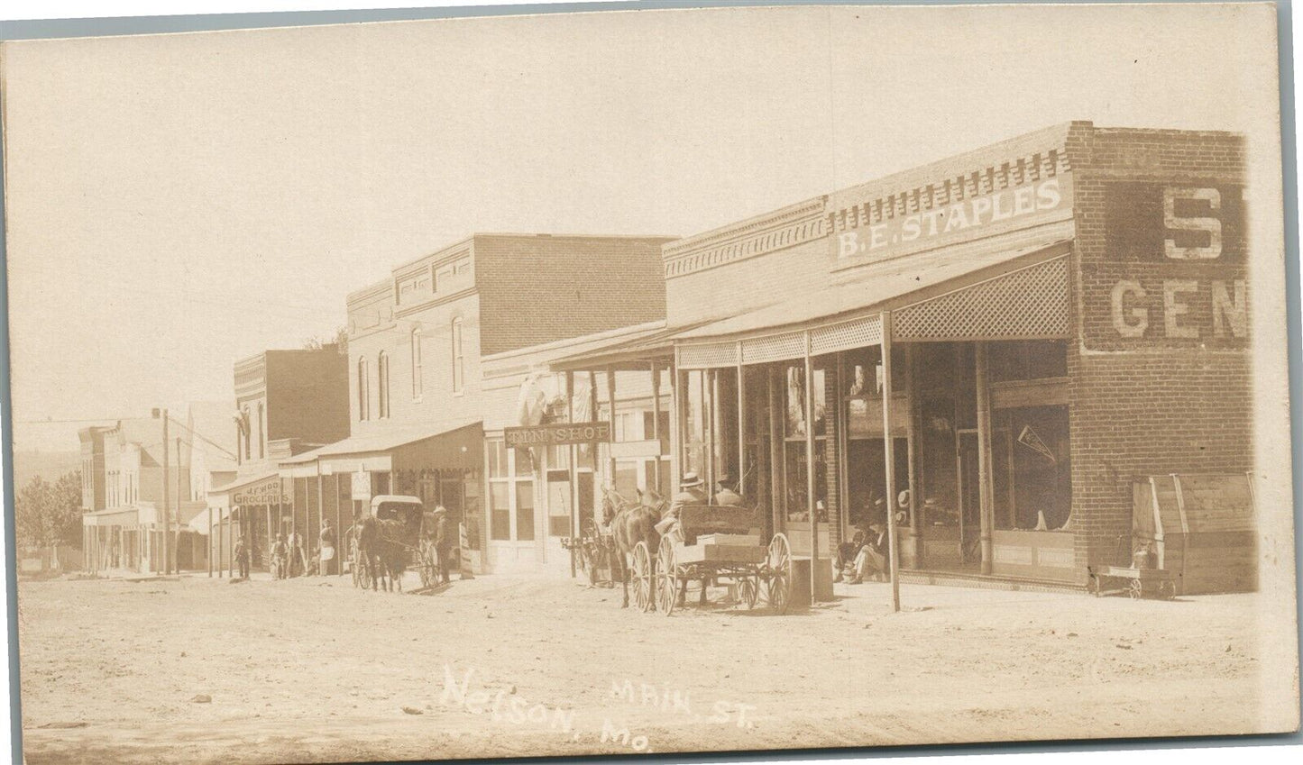 NELSON MO MAIN STREET ANTIQUE REAL PHOTO POSTCARD RPPC