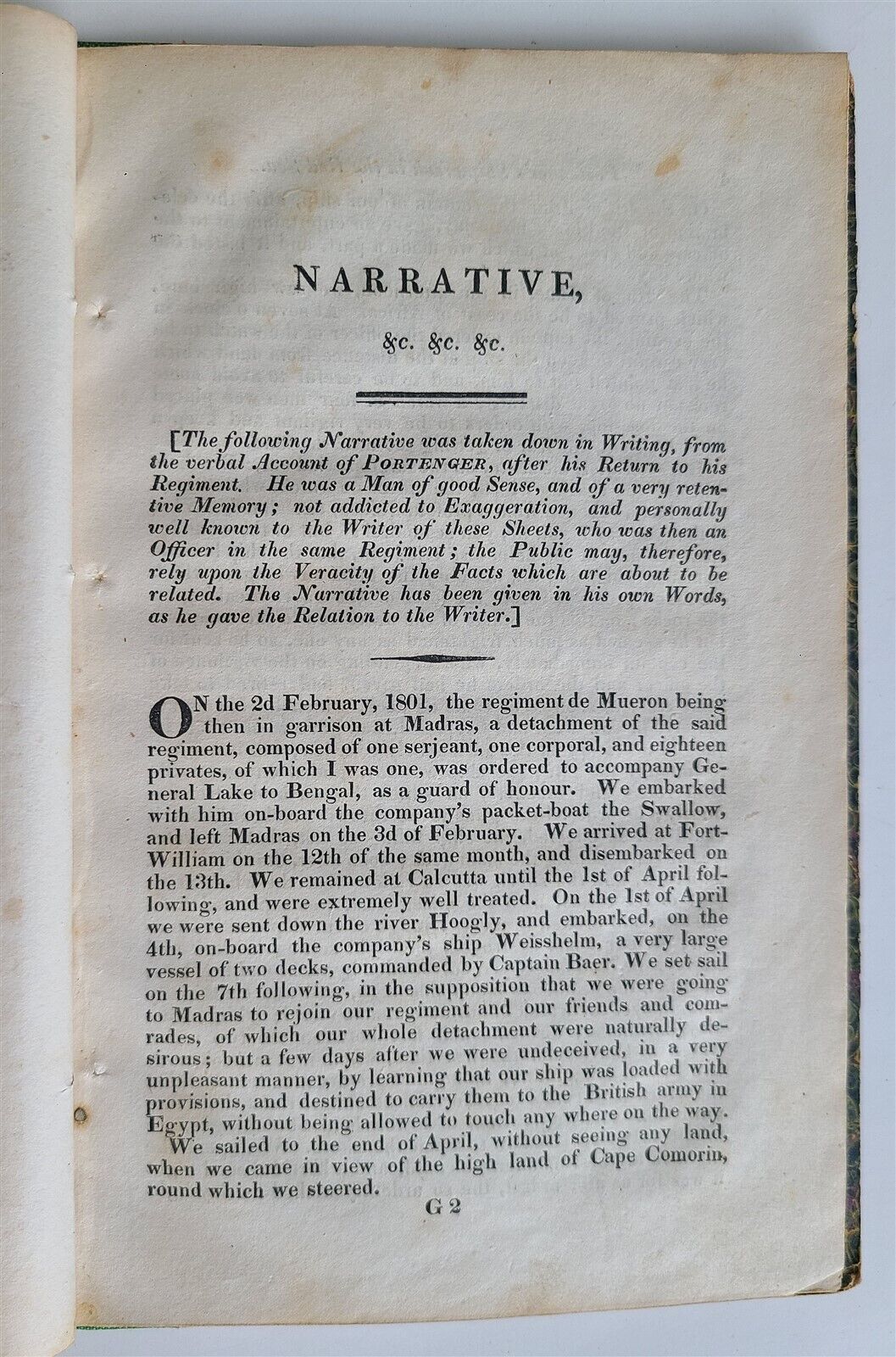 1819 NARRATIVE of SUFFERINGS & ADVENTURES oh HENDERICK PORTENGER antique