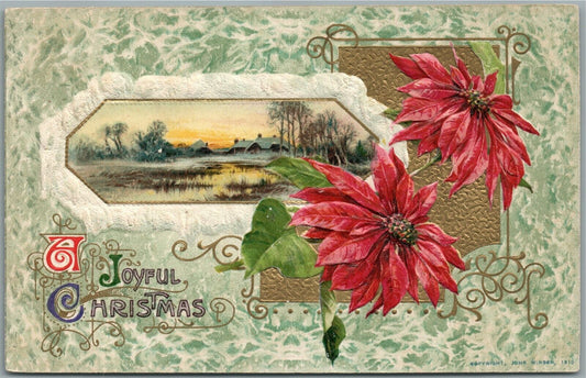 JOYFUL CHRISTMAS JOHN WINSCH 1910 EMBOSSED ANTIQUE POSTCARD