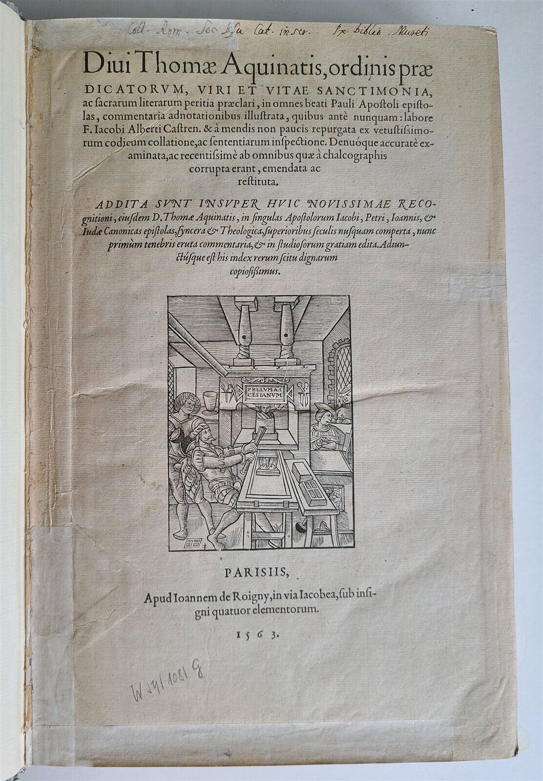 1563 THOMAS AQUINAS COMMENTARY on APOSTLE PAUL EPISTLES antique