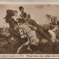 GERMAN WWI ERA MILITARY SCENE w/ RUSSIAN COSSACK ANTIQUE POSTCARD